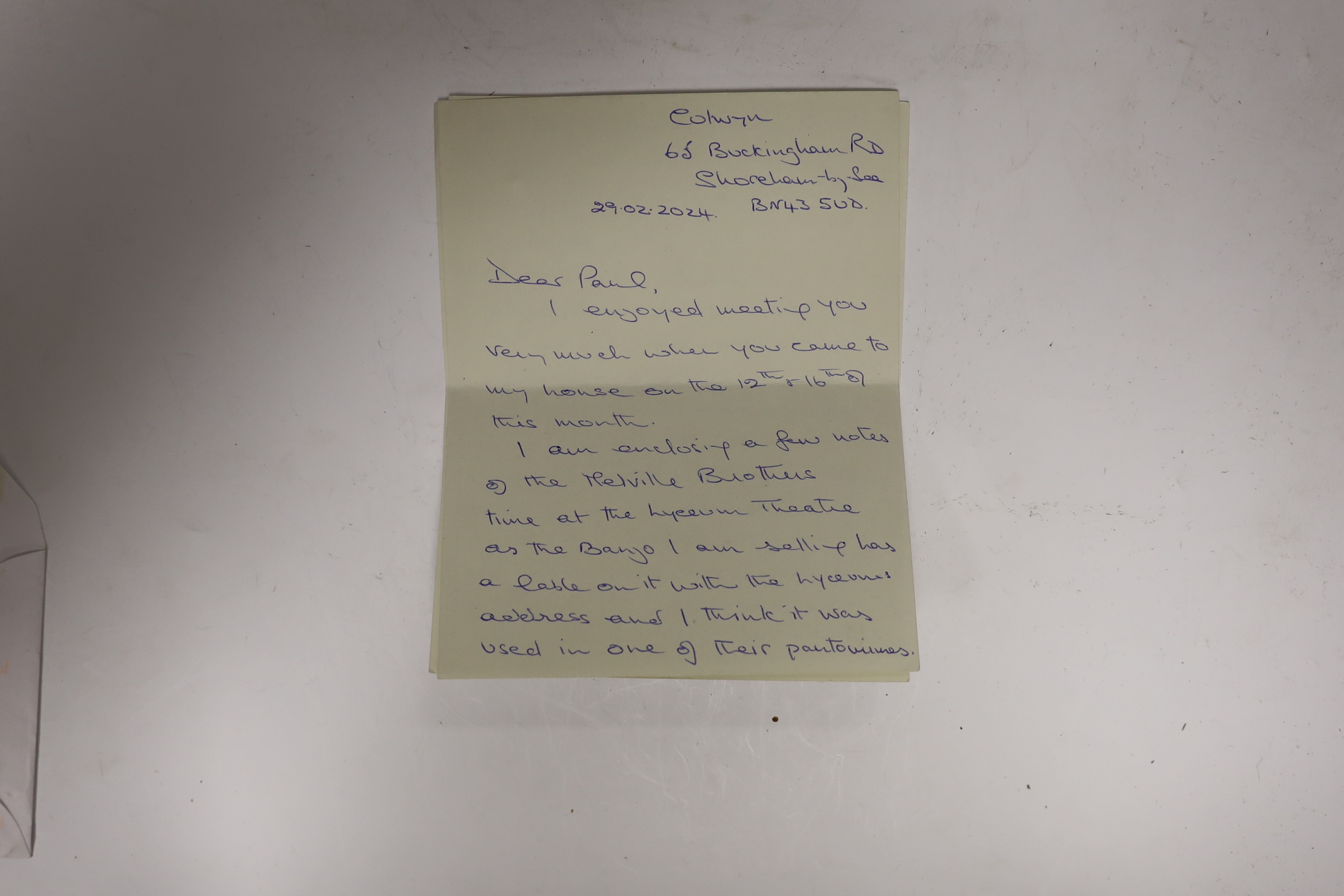 Lyceum Theatre interest - a Windsor Premier Zither banjo, with carved and inlaid detail, 90cm overall, in case, accompanied by vendor’s statement explaining her family link with the Melville brothers, owners of The Lyceu